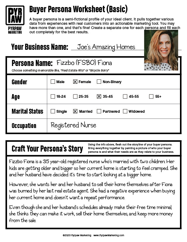 Free Buyer Persona Worksheet from Pyrpaw Marketing