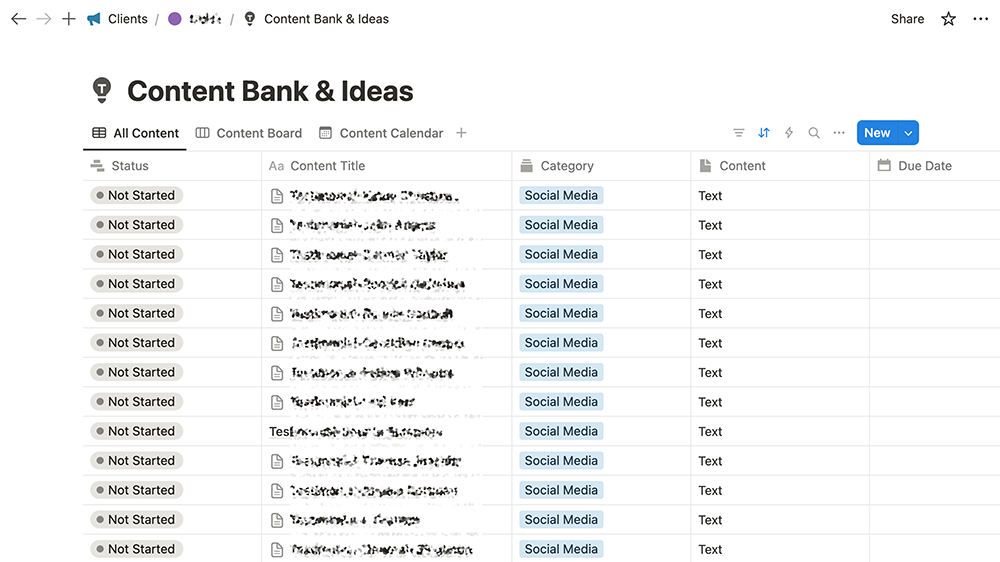 screenshot example of a social media content bank for future posts screenshot example of a social media content bank for future posts